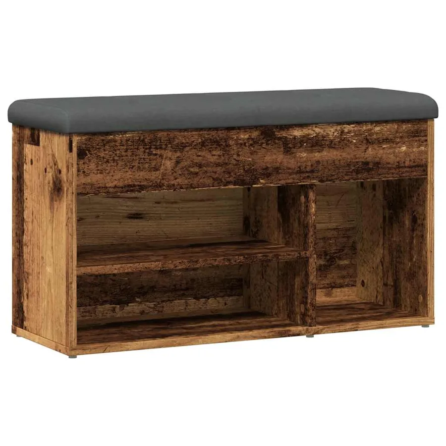 Banc à chaussures vieux bois 82x32x45,5 cm bois d'ingénierie - 2