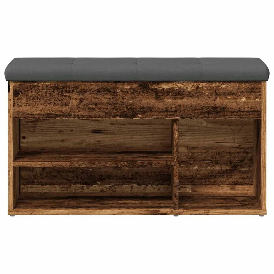 Banc à chaussures vieux bois 82x32x45,5 cm bois d'ingénierie - 4
