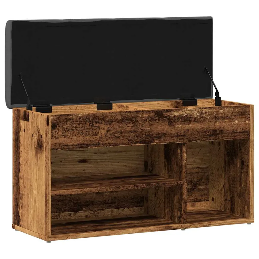 Banc à chaussures vieux bois 82x32x45,5 cm bois d'ingénierie - 7