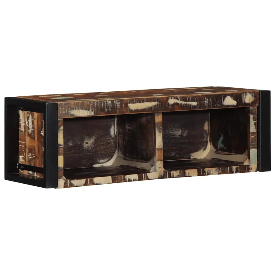 Meuble TV multicolore 80x30x25 cm bois de récupération solide - 10