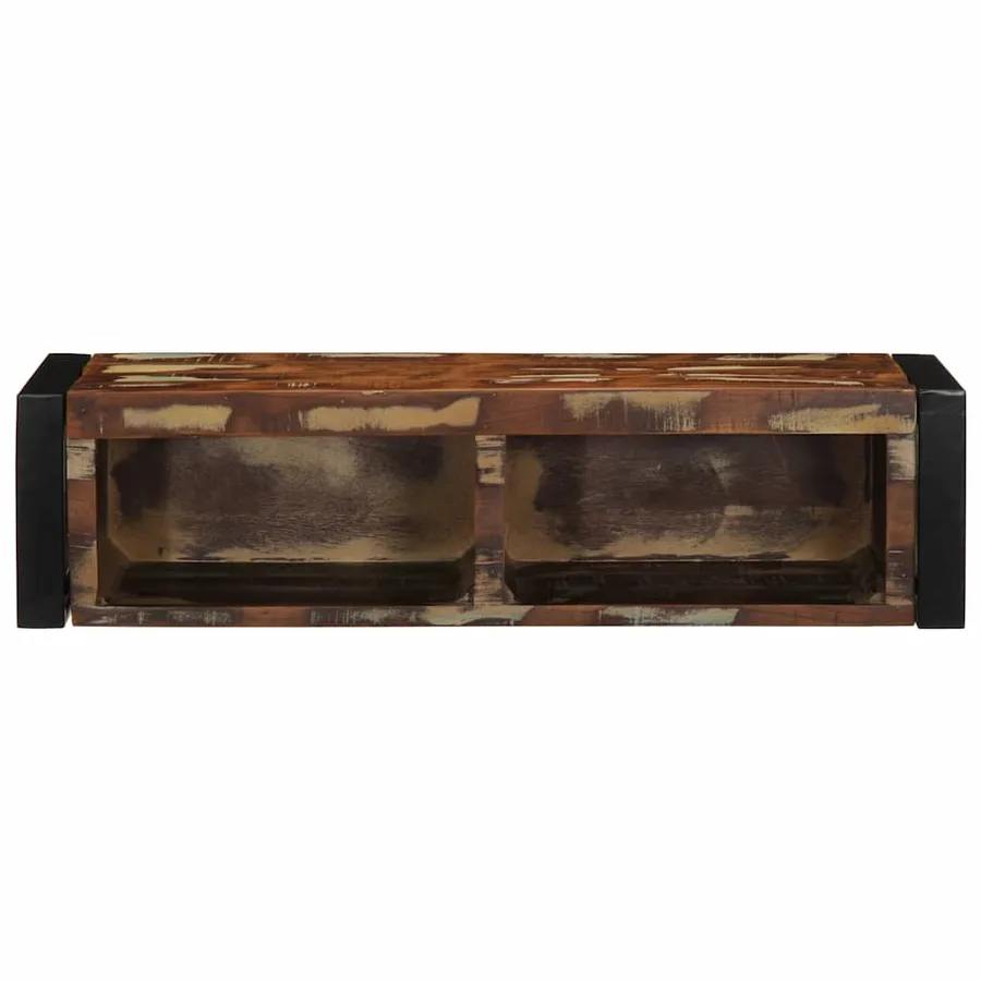 Meuble TV multicolore 80x30x25 cm bois de récupération solide - 2