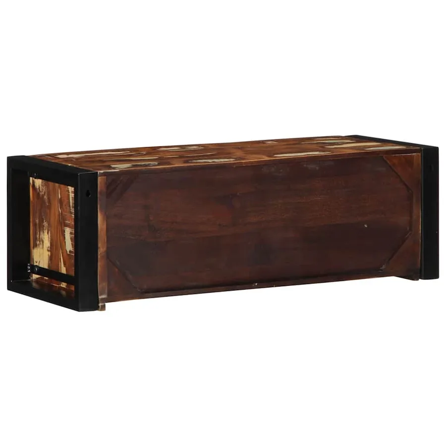 Meuble TV multicolore 80x30x25 cm bois de récupération solide - 4