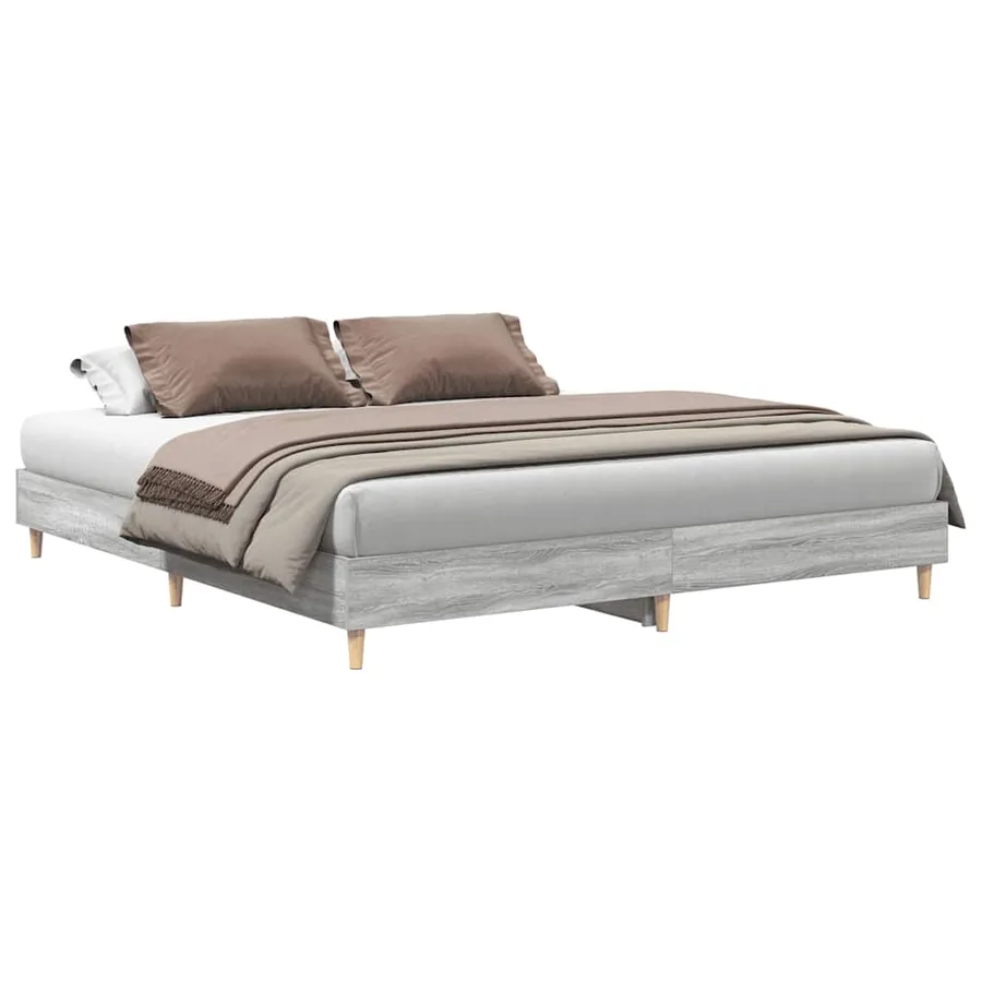 Cadre de lit sans matelas sonoma gris 200x200 cm - 2
