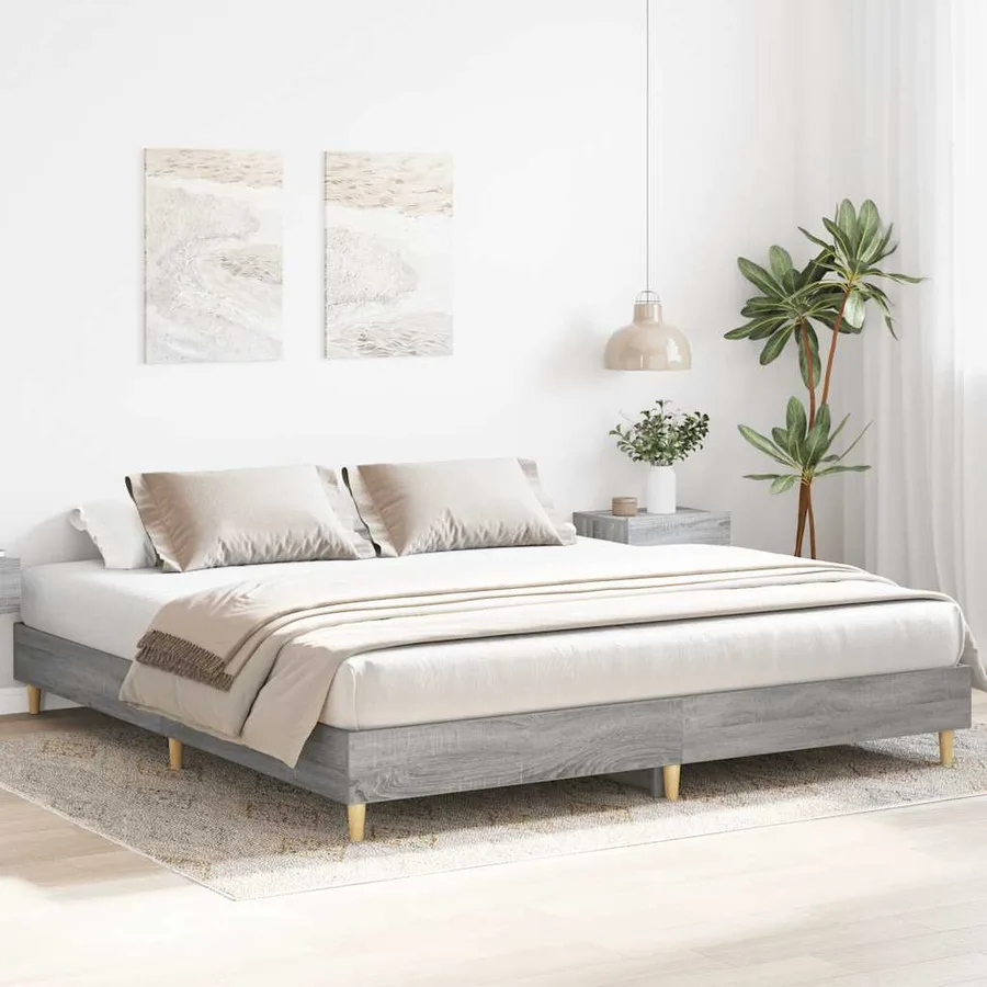 Cadre de lit sans matelas sonoma gris 200x200 cm - 3