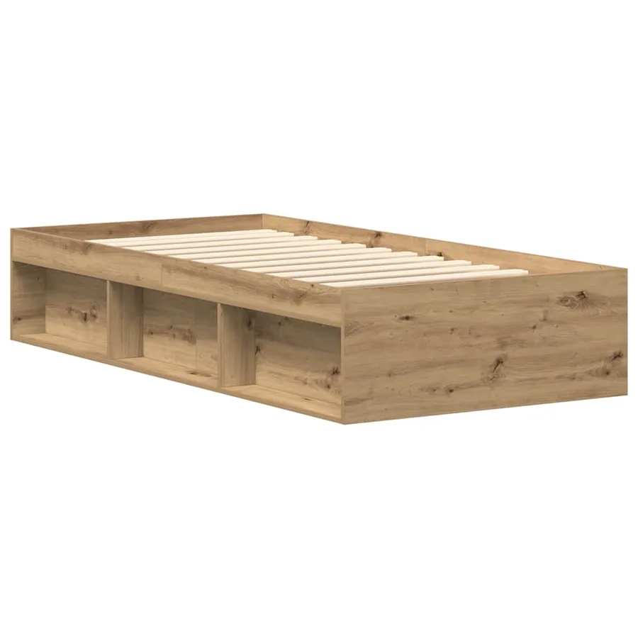 Cadre de lit sans matelas chêne artisanal 100x200 cm - 4