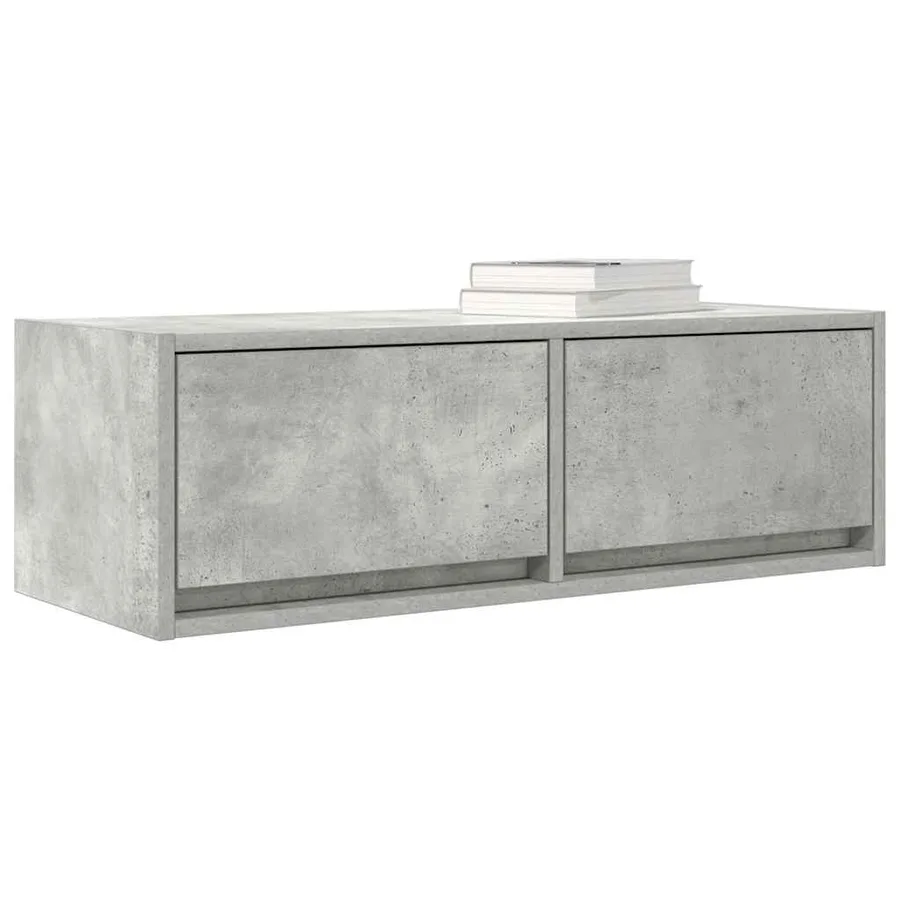 Meuble TV gris béton 80x31x25,5 cm bois d'ingénierie - 11