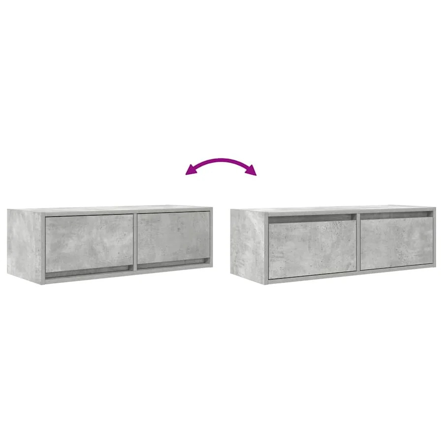 Meuble TV gris béton 80x31x25,5 cm bois d'ingénierie - 12