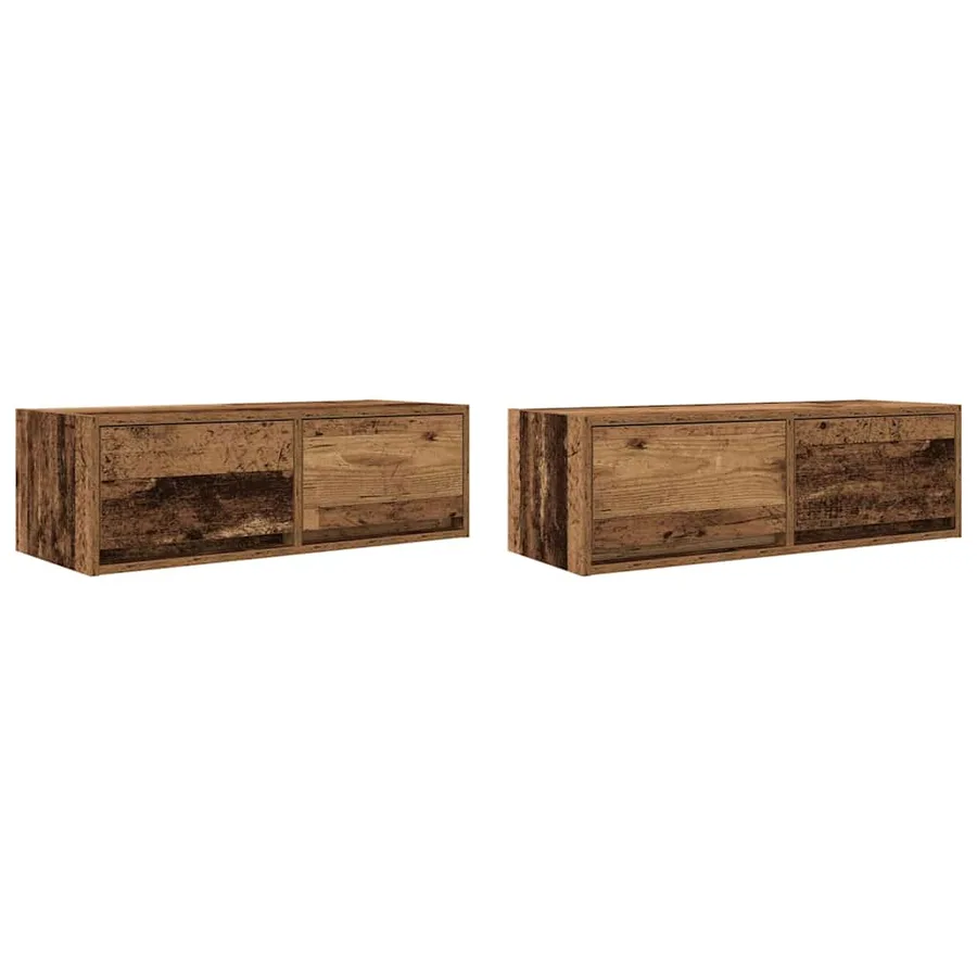 Meubles TV 2 pcs vieux bois 80x31x25,5 cm bois d'ingénierie - 2