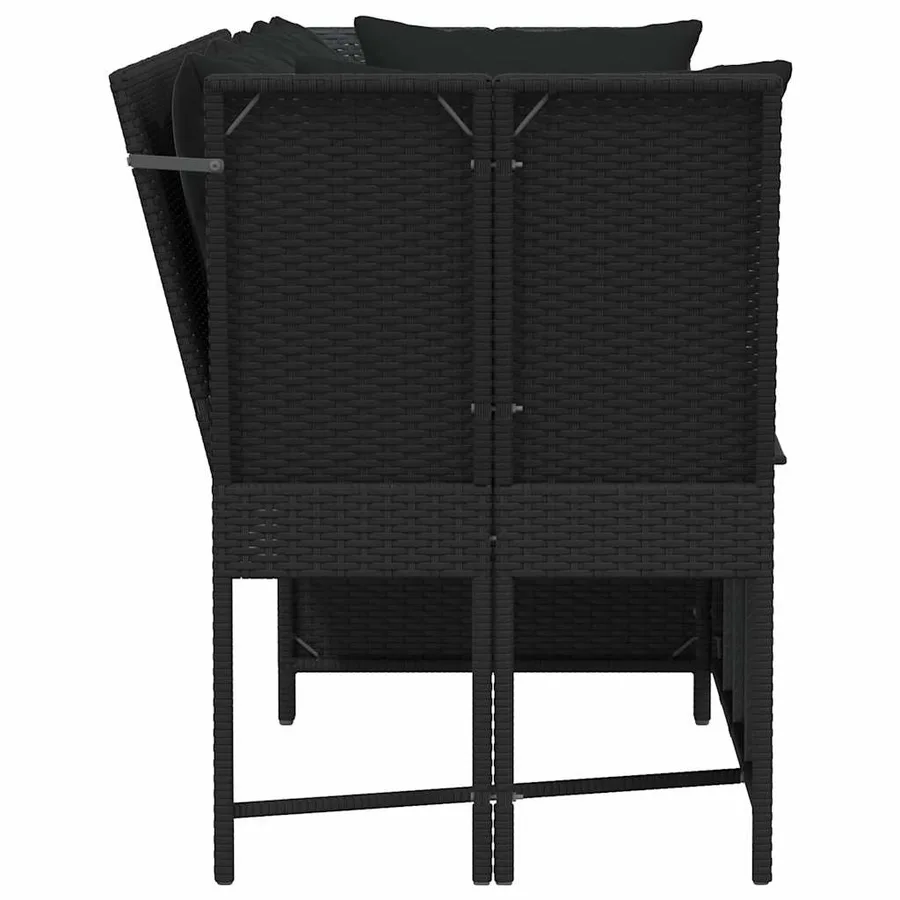 Canapé de jardin avec coussins Noir Résine tressée - 5