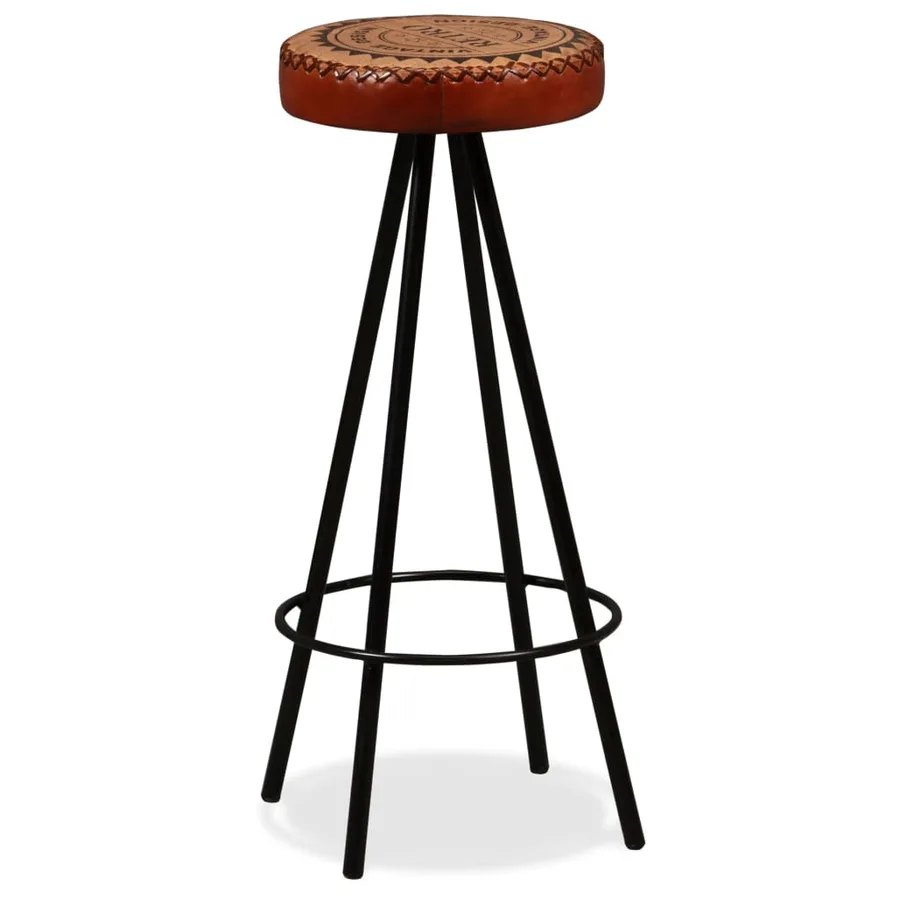 Tabourets de bar lot de 2 cuir véritable - 12