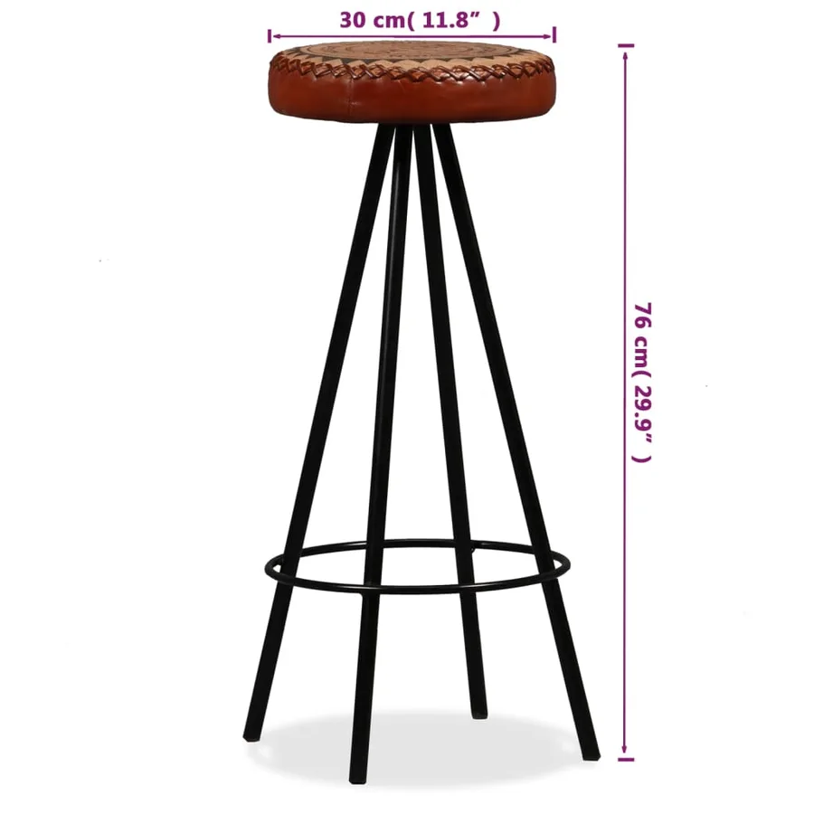Tabourets de bar lot de 2 cuir véritable - 15