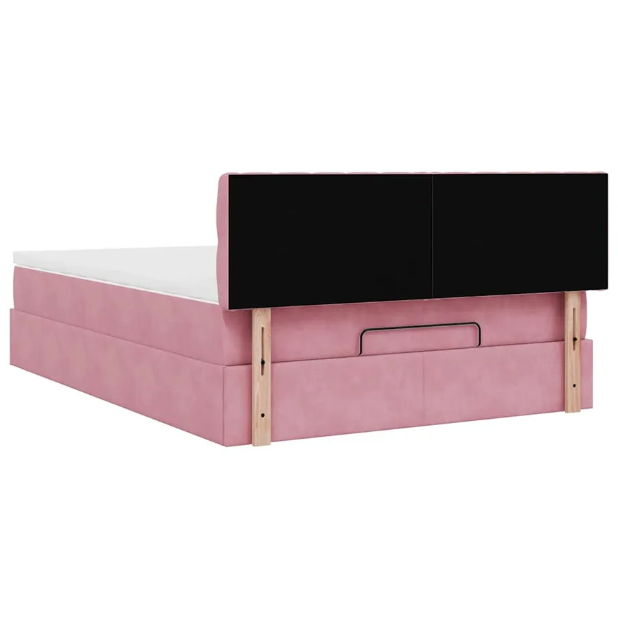 Cadre de lit ottoman avec matelas rose 140x190 cm velours - 11