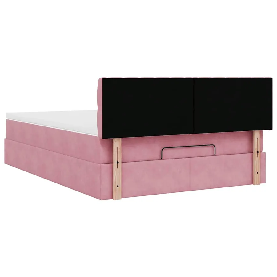 Cadre de lit ottoman avec matelas rose 140x190 cm velours - 10