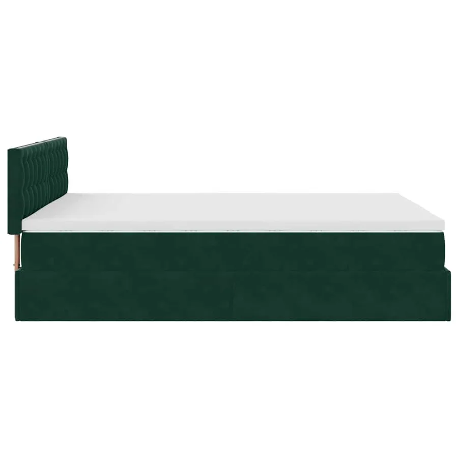 Cadre de lit ottoman avec matelas vert foncé 140x190 cm velours - 11