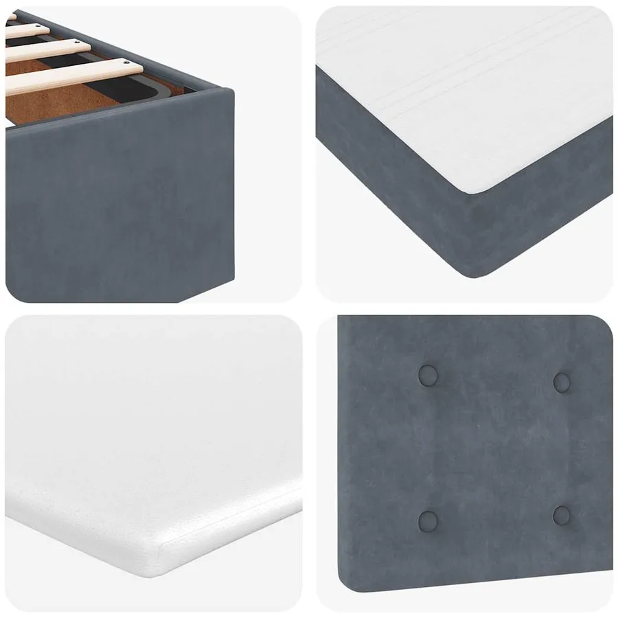 Cadre de lit ottoman avec matelas gris foncé 140x190 cm velours - 14
