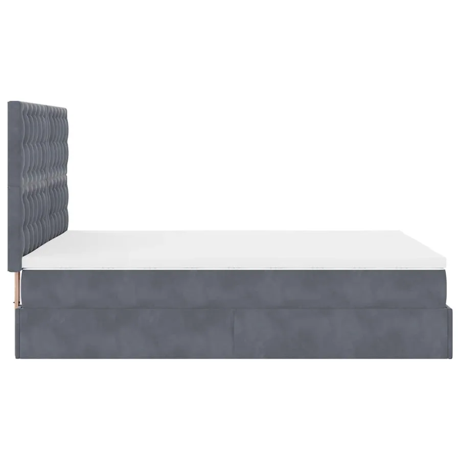 Cadre de lit ottoman avec matelas gris foncé 140x190 cm velours - 9