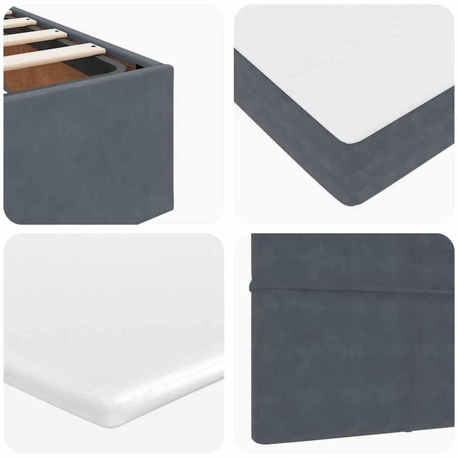 Cadre de lit ottoman avec matelas gris foncé 140x190 cm velours - 11