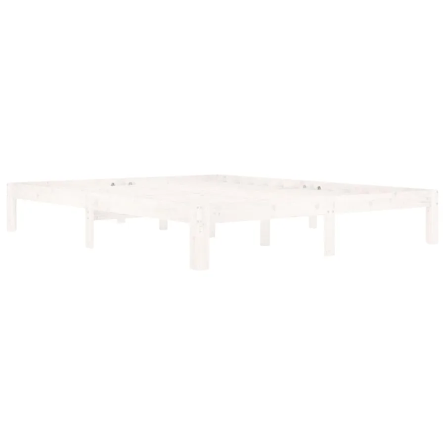 Cadre de lit sans matelas blanc bois de pin massif 160x200 cm - 3