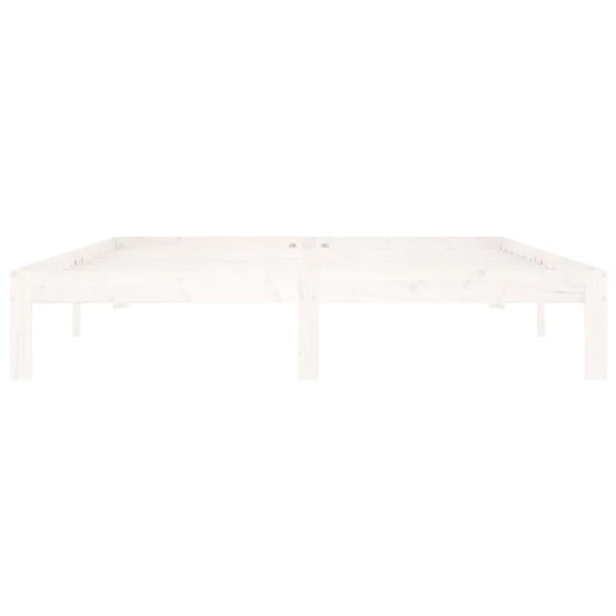 Cadre de lit sans matelas blanc bois de pin massif 160x200 cm - 4