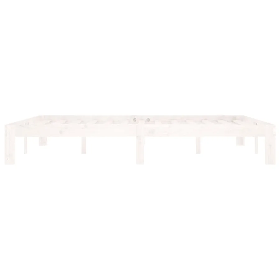 Cadre de lit sans matelas blanc bois de pin massif 160x200 cm - 5