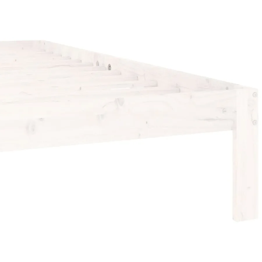 Cadre de lit sans matelas blanc bois de pin massif 160x200 cm - 6