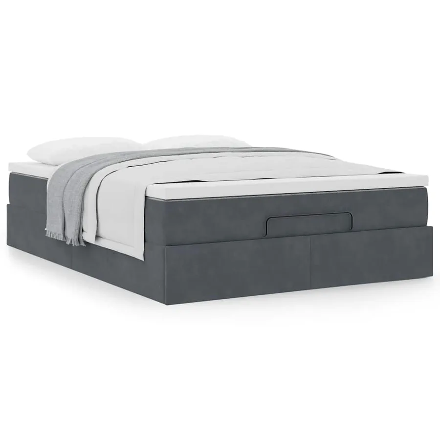 Cadre de lit ottoman avec matelas gris foncé 140x190 cm velours - 4