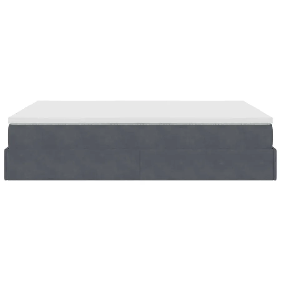 Cadre de lit ottoman avec matelas gris foncé 140x190 cm velours - 8