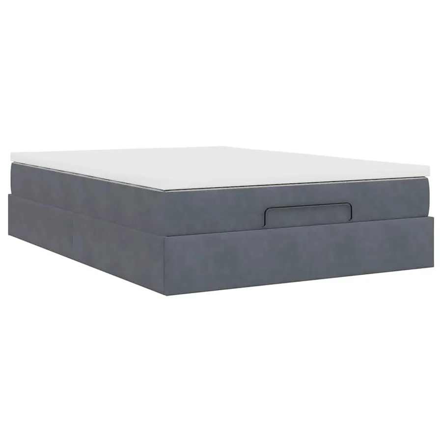 Cadre de lit ottoman avec matelas gris foncé 140x190 cm velours - 9