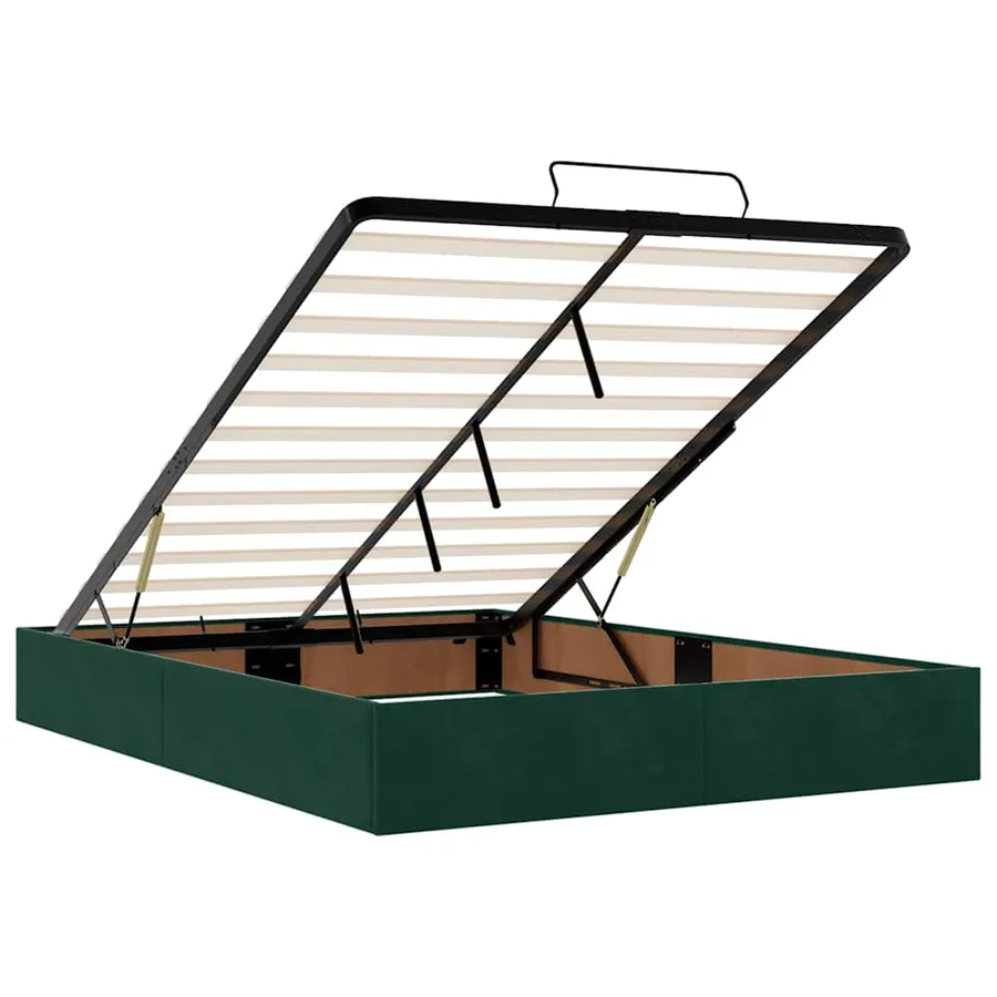 Cadre de lit ottoman avec matelas vert foncé 140x190 cm velours - 11