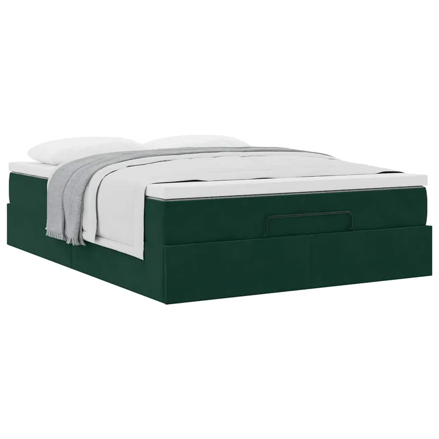 Cadre de lit ottoman avec matelas vert foncé 140x190 cm velours - 5