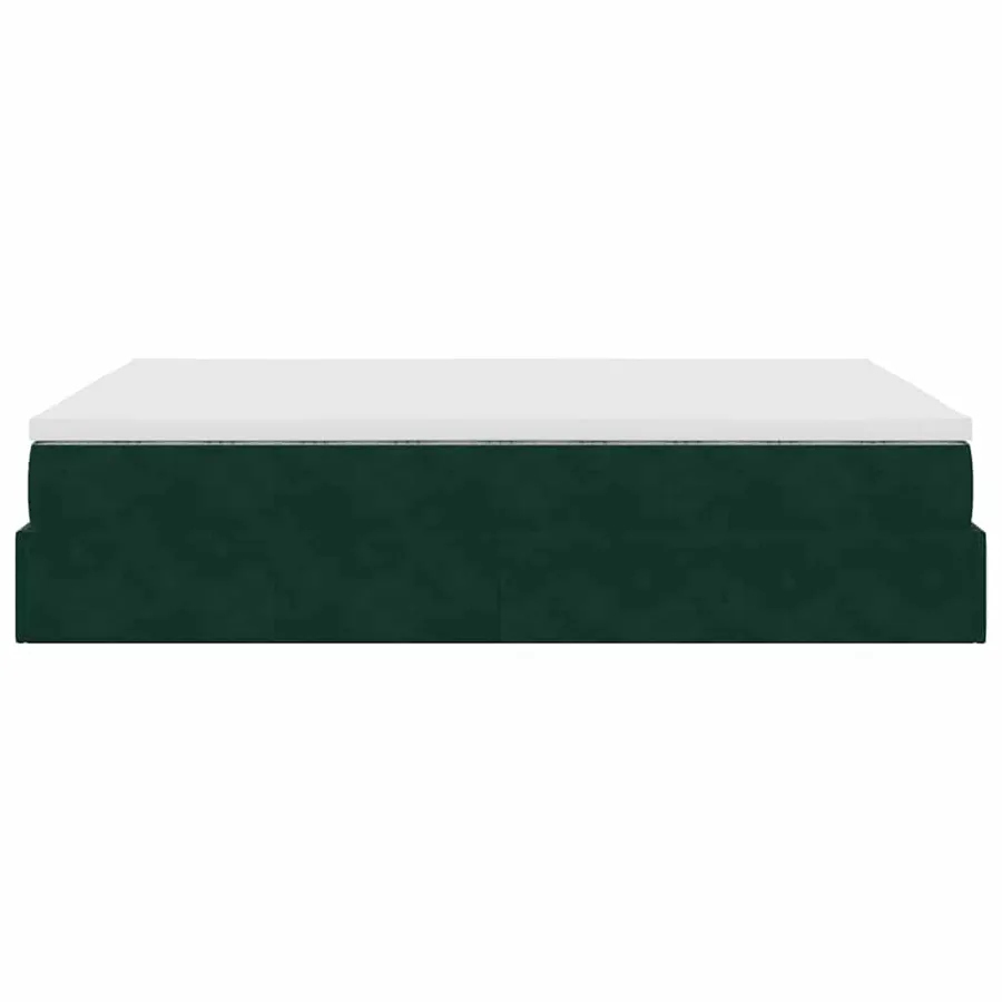 Cadre de lit ottoman avec matelas vert foncé 140x190 cm velours - 9