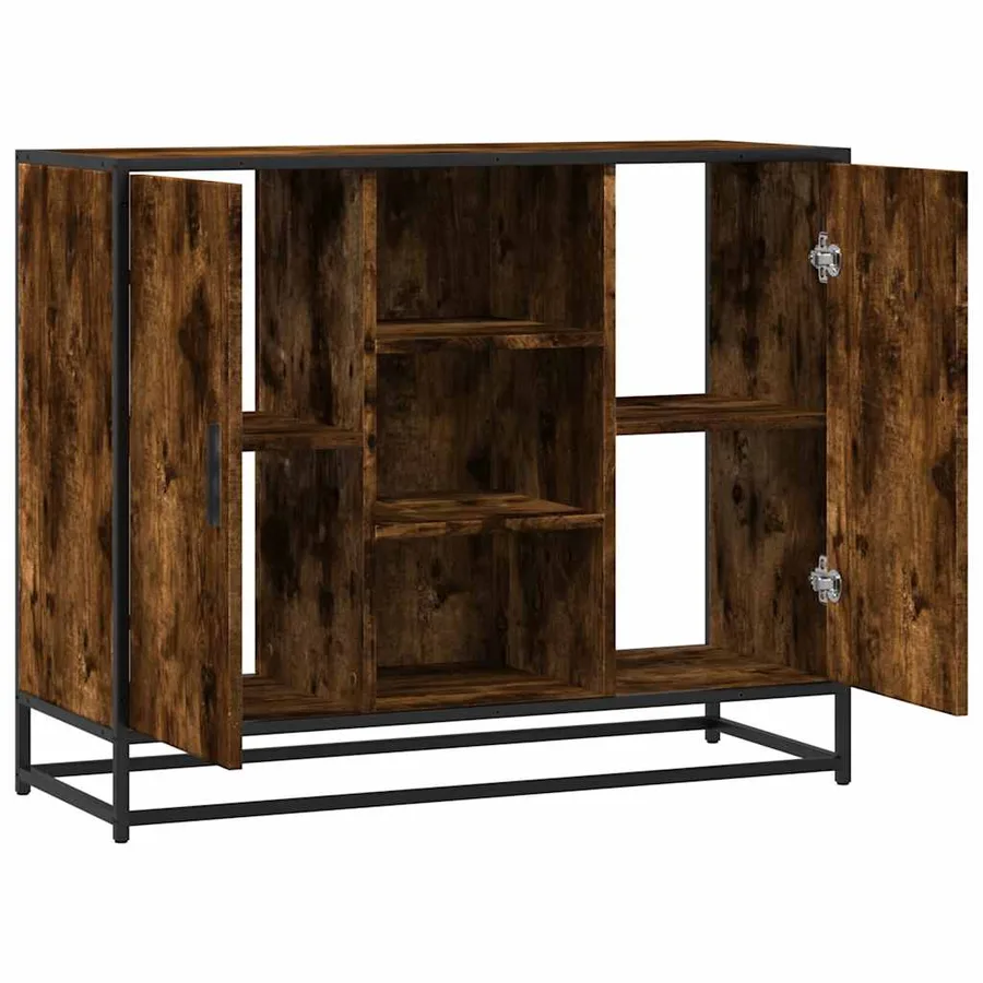 Buffet chêne fumé 92x35x76 cm bois d'ingénierie - 7