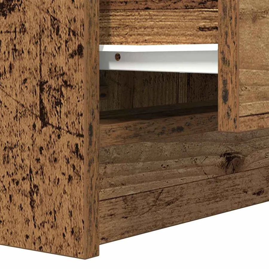 Table de chevet avec 2 tiroirs vieux bois 38x34x80 cm - 10