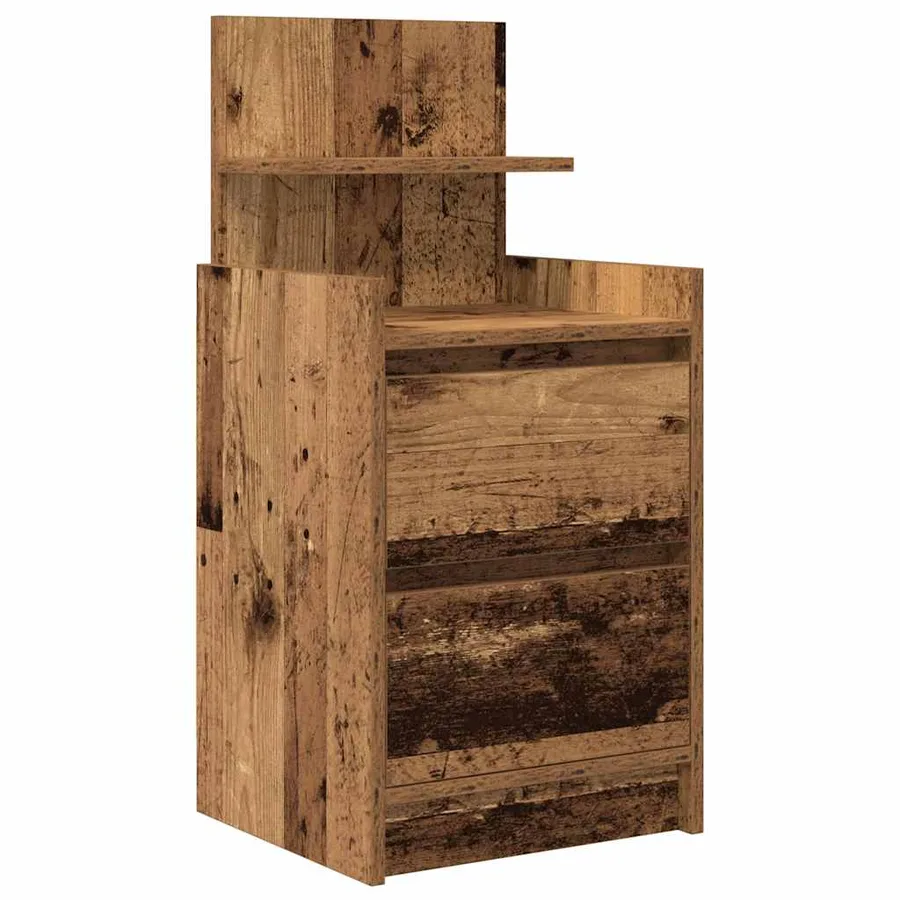 Table de chevet avec 2 tiroirs vieux bois 38x34x80 cm - 2