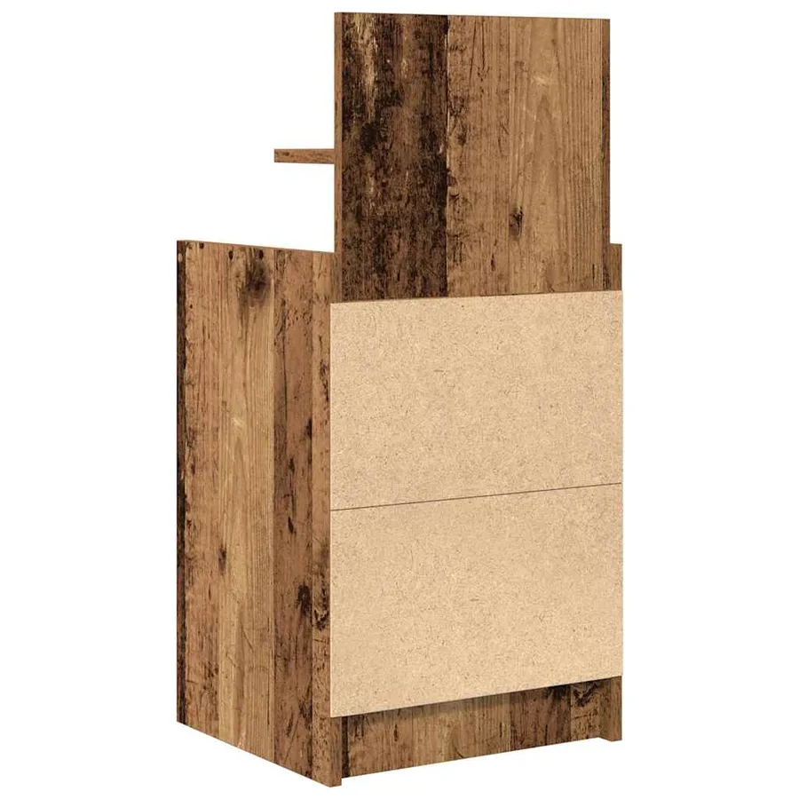 Table de chevet avec 2 tiroirs vieux bois 38x34x80 cm - 8
