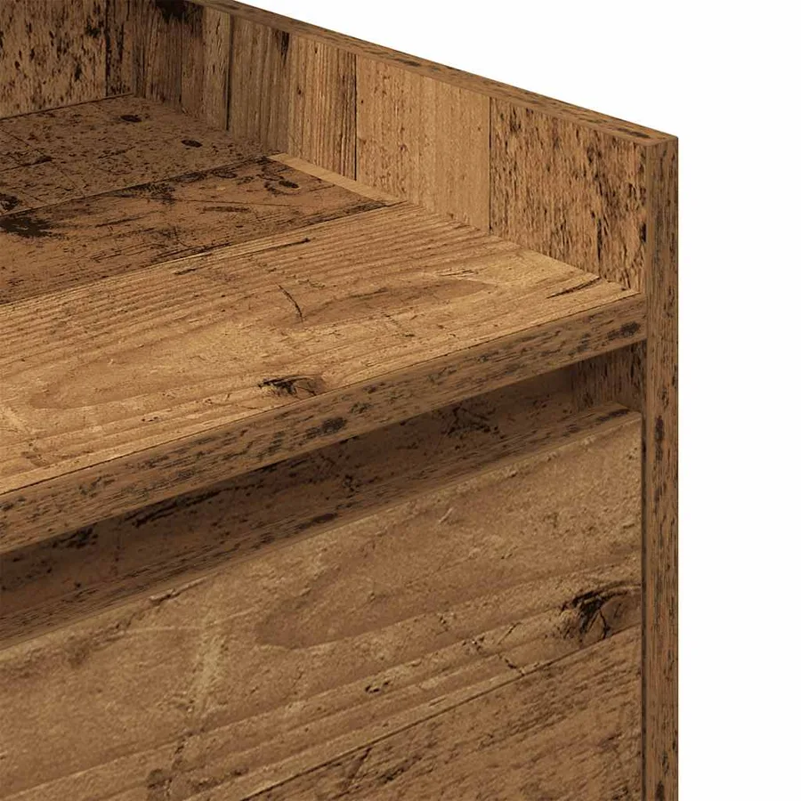 Table de chevet avec 2 tiroirs vieux bois 38x34x80 cm - 9