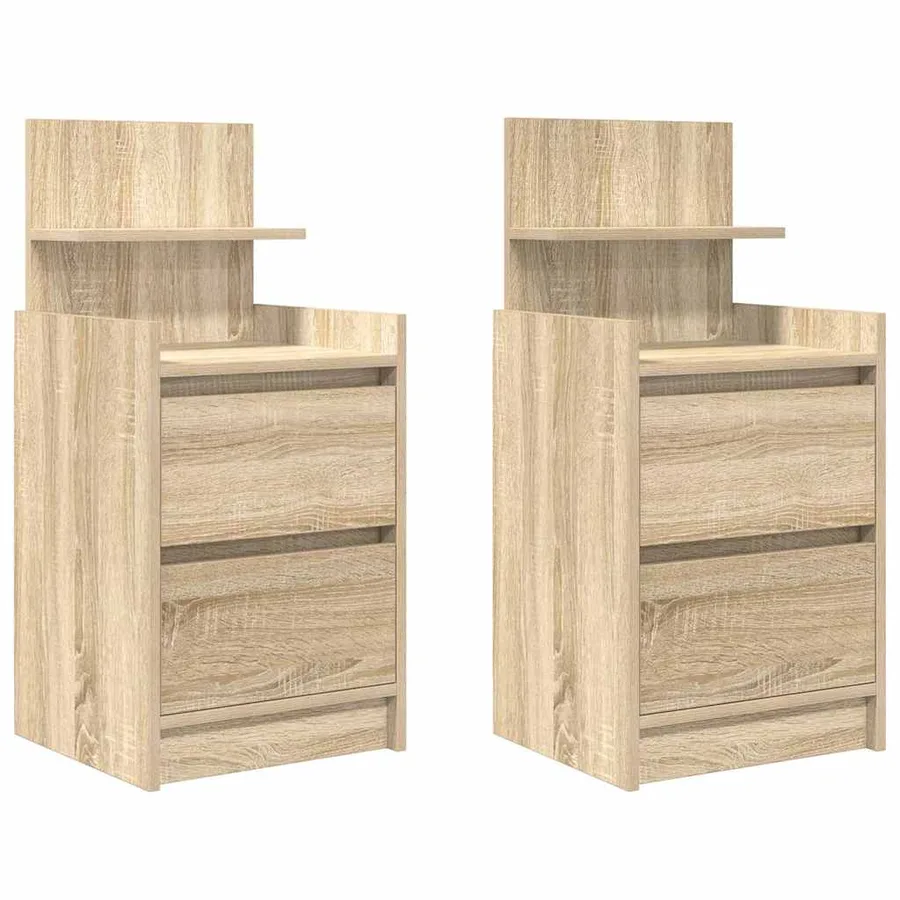 Tables de chevet avec 2 tiroirs 2 pcs chêne sonoma 38x34x80 cm - 2