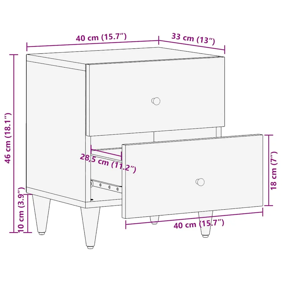 Tables chevet 2 pcs gris clair 40x33x46 cm bois manguier solide - 12