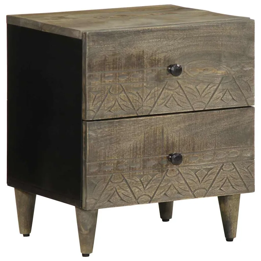 Tables chevet 2 pcs gris clair 40x33x46 cm bois manguier solide - 2