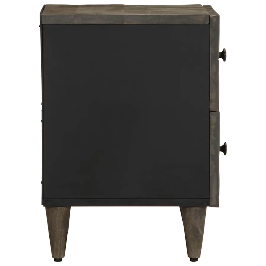 Tables chevet 2 pcs gris clair 40x33x46 cm bois manguier solide - 5
