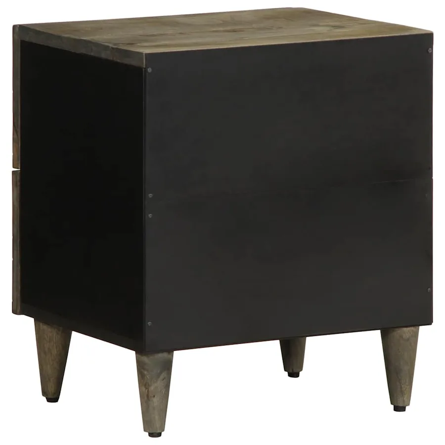 Tables chevet 2 pcs gris clair 40x33x46 cm bois manguier solide - 6