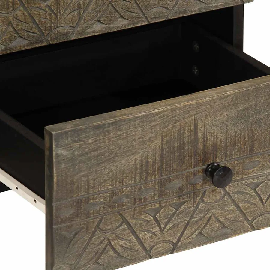 Tables chevet 2 pcs gris clair 40x33x46 cm bois manguier solide - 8