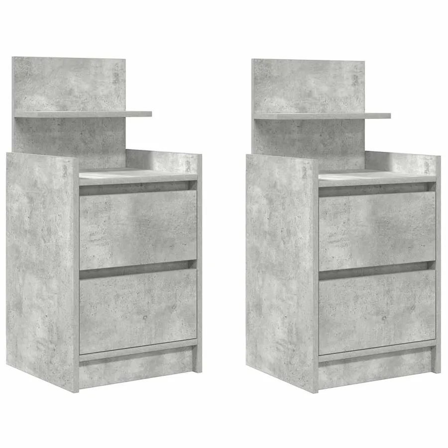 Tables de chevet avec 2 tiroirs 2 pcs gris béton 38x34x80 cm - 2