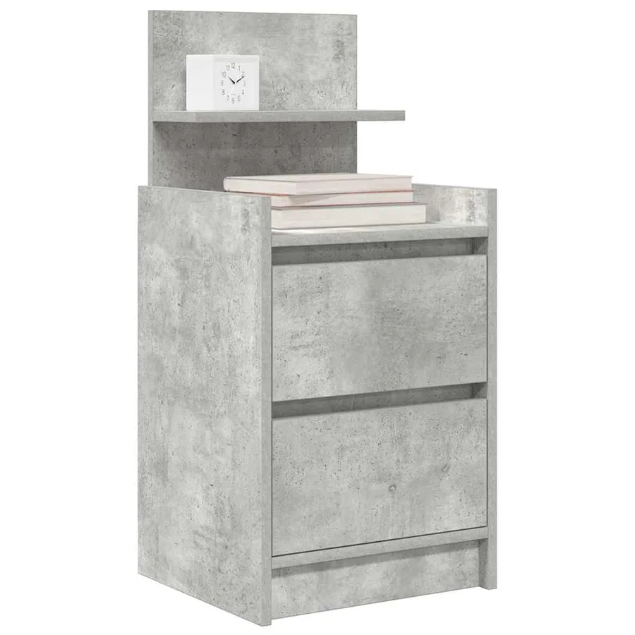 Tables de chevet avec 2 tiroirs 2 pcs gris béton 38x34x80 cm - 4