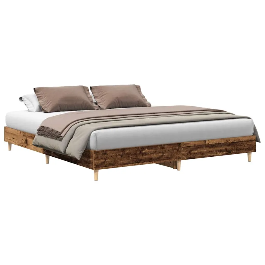 Cadre de lit sans matelas vieux bois 200x200 cm bois ingénierie - 2