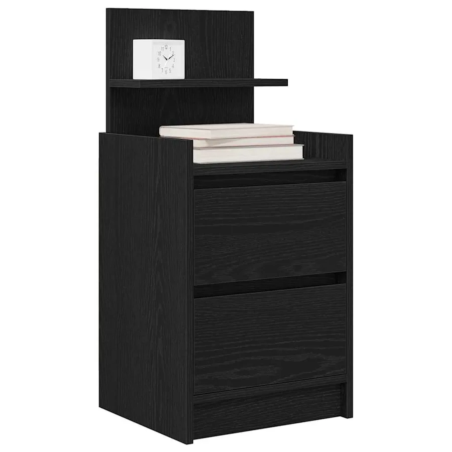 Table de chevet avec 2 tiroirs noir 38x34x80 cm - 4