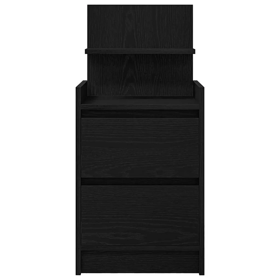 Table de chevet avec 2 tiroirs noir 38x34x80 cm - 6