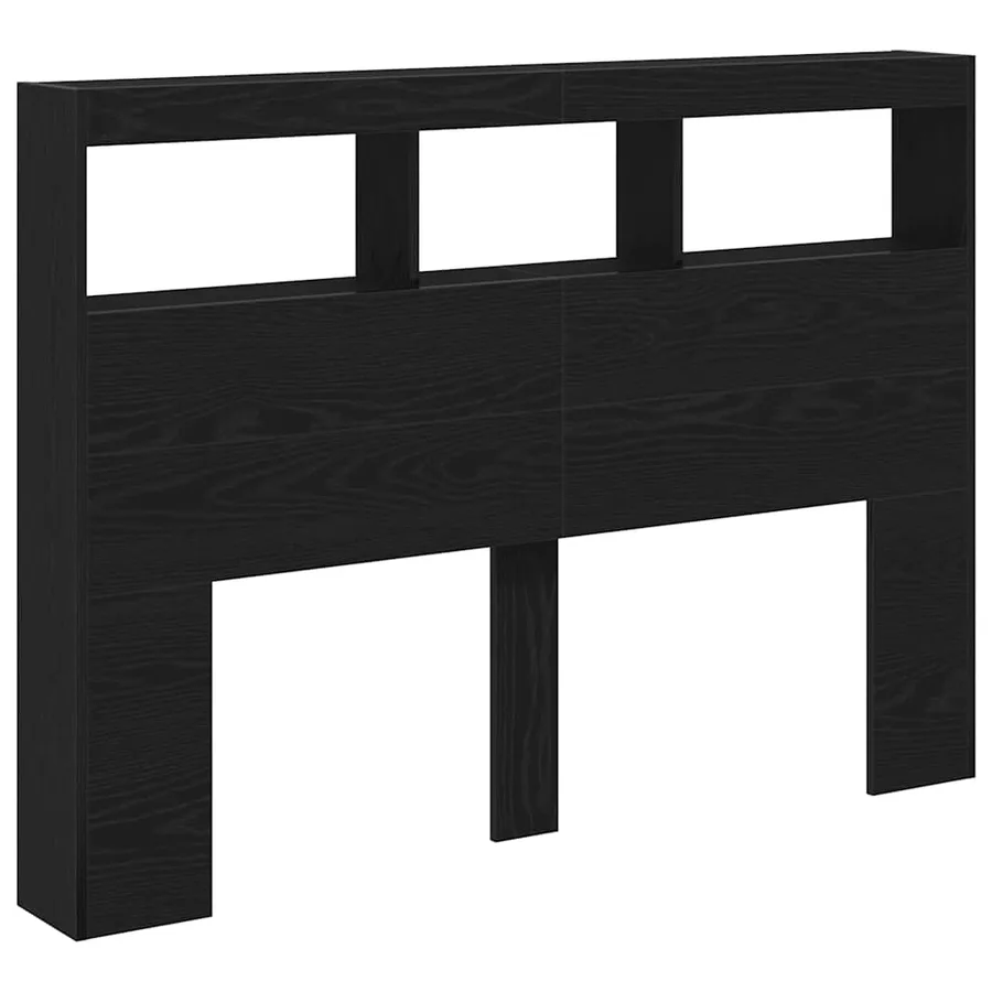 Armoire tête de lit avec LED chêne noir 140x17x102 cm - 6