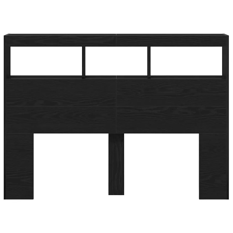 Armoire tête de lit avec LED chêne noir 140x17x102 cm - 7