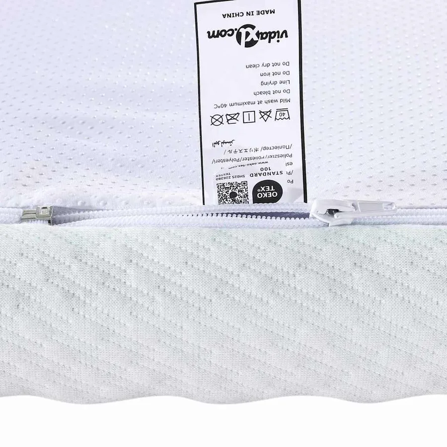 Surmatelas Blanc et vert 160 x 200 cm Tissu Jacquard - 9
